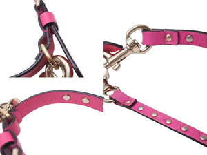 VALENTINO GARAVANI ヴァレンティノ ガラヴァーニ スタッズ 犬用リード&首輪セット レザー ピンク 首輪サイズM 美品 中古 4b004775