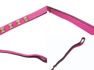 VALENTINO GARAVANI ヴァレンティノ ガラヴァーニ スタッズ 犬用リード&首輪セット レザー ピンク 首輪サイズM 美品 中古 4b004775