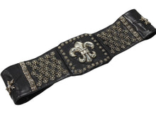 Load image into Gallery viewer, CHROME HEARTS クロムハーツ チャンピオンベルト 希少 BSフレア スター タイニークロス クロスボール ガスリンガー レザー シルバ−925 ブラック 美品 中古 4b004779