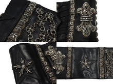 Load image into Gallery viewer, CHROME HEARTS クロムハーツ チャンピオンベルト 希少 BSフレア スター タイニークロス クロスボール ガスリンガー レザー シルバ−925 ブラック 美品 中古 4b004779