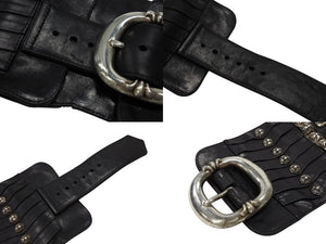 CHROME HEARTS クロムハーツ チャンピオンベルト 希少 BSフレア スター タイニークロス クロスボール ガスリンガー レザー シルバ−925 ブラック 美品 中古 4b004779