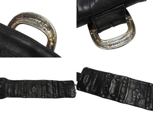 CHROME HEARTS クロムハーツ チャンピオンベルト 希少 BSフレア スター タイニークロス クロスボール ガスリンガー レザー シルバ−925 ブラック 美品 中古 4b004779