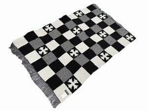 CHROME HEARTS クロムハーツ BREAK THE ICE CASHMERE BLANKET CHプラスレザーパッチ チェッカードカシミヤブランケット 美品 中古 4b004785