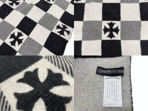 CHROME HEARTS クロムハーツ BREAK THE ICE CASHMERE BLANKET CHプラスレザーパッチ チェッカードカシミヤブランケット 美品 中古 4b004785
