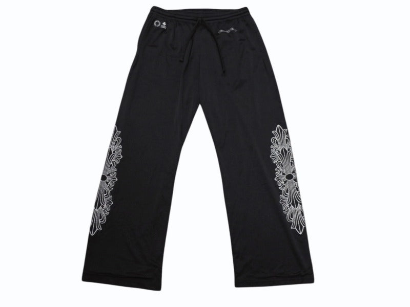新品同様 CHROME HEARTS クロムハーツ メッシュプリントパンツ VARSITY PANTS CH RN#97729 ナイロン ブラック シルバー サイズXXL 中古 4b004789