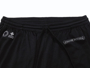 新品同様 CHROME HEARTS クロムハーツ メッシュプリントパンツ VARSITY PANTS CH RN#97729 ナイロン ブラック シルバー サイズXXL 中古 4b004789