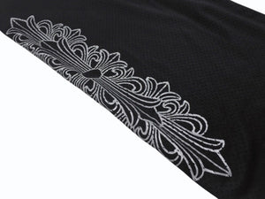 新品同様 CHROME HEARTS クロムハーツ メッシュプリントパンツ VARSITY PANTS CH RN#97729 ナイロン ブラック シルバー サイズXXL 中古 4b004789