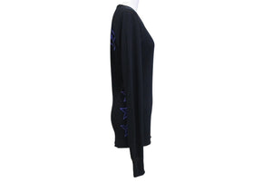 CHROME HEARTS クロムハーツ サーマル長袖Ｔシャツ オールドスクロールロゴ RN#95024 コットン ポリエステル ブラック サイズS 美品 中古 4b004791