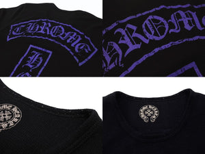 CHROME HEARTS クロムハーツ サーマル長袖Ｔシャツ オールドスクロールロゴ RN#95024 コットン ポリエステル ブラック サイズS 美品 中古 4b004791