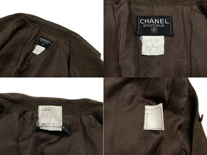 CHANEL シャネル ロングコート P08179V04978 サイズ38 ココマーク ブラウン ツイード ウール フランス製 美品 中古 4b004793