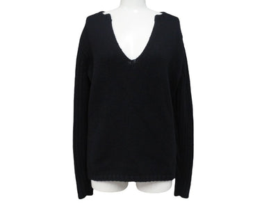 JIL SANDER ジルサンダー ニット Vネックセーター フェザーウェイト カシミヤ ブラック サイズ36 美品 中古 4b004795