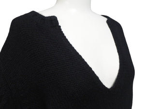 JIL SANDER ジルサンダー ニット Vネックセーター フェザーウェイト カシミヤ ブラック サイズ36 美品 中古 4b004795