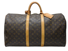 Load image into Gallery viewer, LOUIS VUITTON ルイヴィトン キーポル55 ボストンバッグ M41424 モノグラム PVC ヌメ革 旧型 ブラウン 良品 中古 4b004798