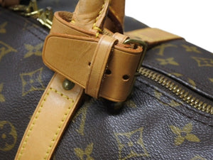 LOUIS VUITTON ルイヴィトン キーポル55 ボストンバッグ M41424 モノグラム PVC ヌメ革 旧型 ブラウン 良品 中古 4b004798