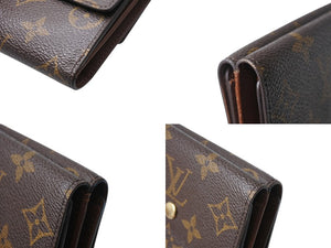 極美品 LOUIS VUITTON ルイヴィトン 二つ折り財布 ポルトモネ ピエ カルトクレディ M61652 ブラウン モノグラムキャンバス 中古 4b004800