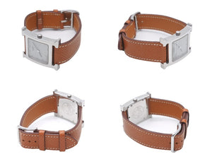 HERMES エルメス 腕時計 Hウォッチ クオーツ HH1.210 ステンレス レザー ブラウン シルバー金具 美品 中古 4b004804