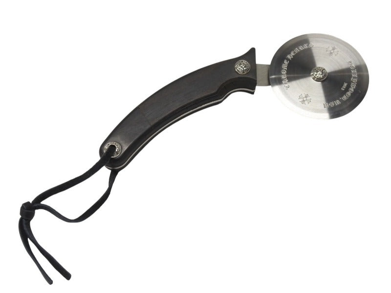 極美品 CHROME HEARTS クロムハーツ PIZZA CUTTER ピザカッター CHプラス ホースシュー エボニーウッド シルバー925 中古 4b004805