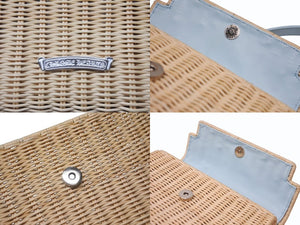 極美品 CHROME HEARTS クロムハーツ DOLLY STRAW ドーリー ストロー 2WAYハンドバッグ CHプラス ラフィア レザー シルバー925 中古 4b004806