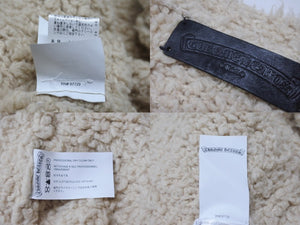 CHROME HEARTS クロムハーツ カシミヤ カーディガン サイズM CHクロスレザーパッチ クロスボールボタン ベージュ 美品 中古 4b004808