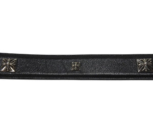CHROME HEARTS クロムハーツ 1.5 STRP BUNDY バンディ ベルトストラップ サイズ36 ピラミッド シルバー925 レザー 美品 中古 4b004809