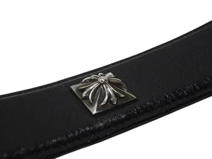 CHROME HEARTS クロムハーツ 1.5 STRP BUNDY バンディ ベルトストラップ サイズ36 ピラミッド シルバー925 レザー 美品 中古 4b004809