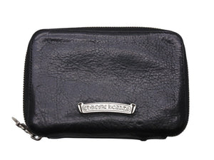 CHROME HEARTS クロムハーツ BANK ROBBER バンクロバー ラウンドジップ レザーウォレット 財布 CHクロス装飾 シルバー925 美品 中古 4b004812