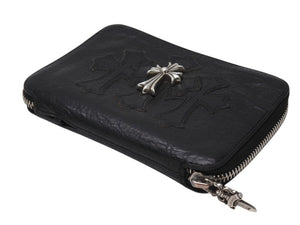 CHROME HEARTS クロムハーツ BANK ROBBER バンクロバー ラウンドジップ レザーウォレット 財布 CHクロス装飾 シルバー925 美品 中古 4b004812