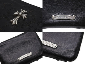 CHROME HEARTS クロムハーツ BANK ROBBER バンクロバー ラウンドジップ レザーウォレット 財布 CHクロス装飾 シルバー925 美品 中古 4b004812