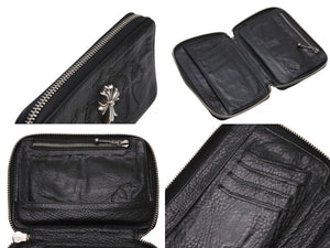 CHROME HEARTS クロムハーツ BANK ROBBER バンクロバー ラウンドジップ レザーウォレット 財布 CHクロス装飾 シルバー925 美品 中古 4b004812