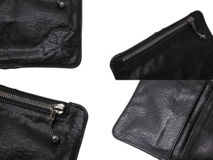 CHROME HEARTS クロムハーツ BANK ROBBER バンクロバー ラウンドジップ レザーウォレット 財布 CHクロス装飾 シルバー925 美品 中古 4b004812