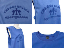 Load image into Gallery viewer, 新品未使用 CHROME HEARTS クロムハーツ セメタリークロス タンクトップ ノースリーブ サイズL ブランドロゴ プリント ブルー 中古 4b004816