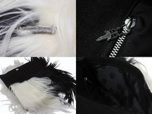 Load image into Gallery viewer, 極美品 CHROME HEARTS クロムハーツ ファー クラッチバッグ セカンドバッグ スクロールラベル シルバー925 レザー バイカラー 中古 4b004817