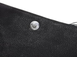 極美品 CHROME HEARTS クロムハーツ ファー クラッチバッグ セカンドバッグ スクロールラベル シルバー925 レザー バイカラー 中古 4b004817