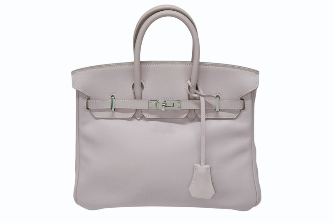 HERMES エルメス バーキン25 ハンドバッグ □L刻印 ヴォースイフト ローズドラジェ シルバー金具 美品 中古 4b004821