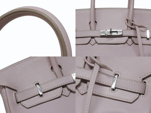 HERMES エルメス バーキン25 ハンドバッグ □L刻印 ヴォースイフト ローズドラジェ シルバー金具 美品 中古 4b004821