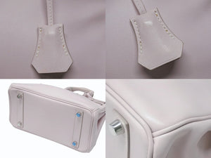 HERMES エルメス バーキン25 ハンドバッグ □L刻印 ヴォースイフト ローズドラジェ シルバー金具 美品 中古 4b004821