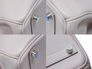 HERMES エルメス バーキン25 ハンドバッグ □L刻印 ヴォースイフト ローズドラジェ シルバー金具 美品 中古 4b004821