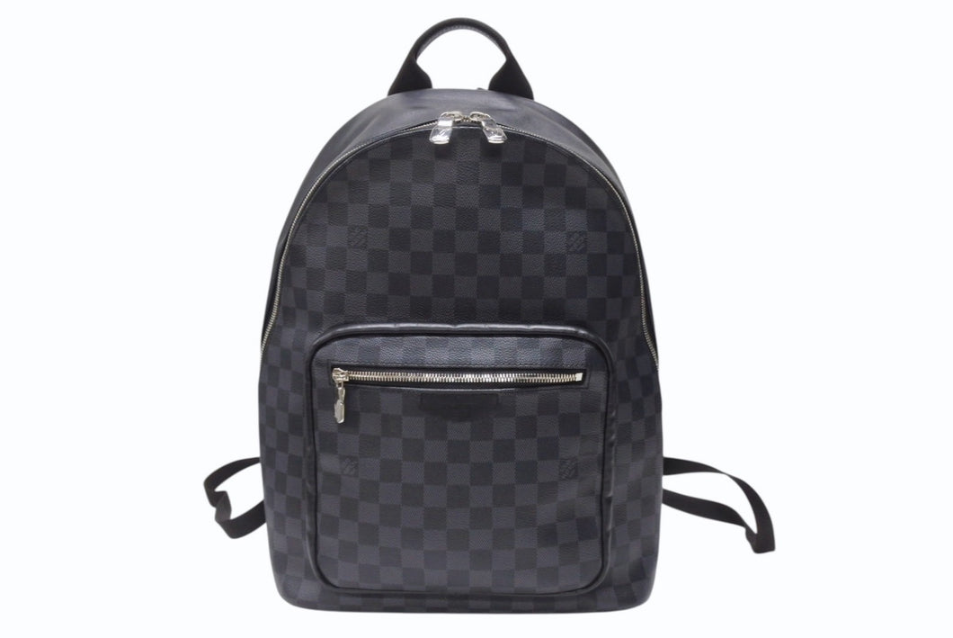 新品同様 LOUIS VUITTON ルイヴィトン リュック ジョッシュ ダミエグラフィット N41473 PVC レザー ブラック 中古 4b004823
