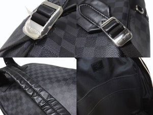 新品同様 LOUIS VUITTON ルイヴィトン リュック ジョッシュ ダミエグラフィット N41473 PVC レザー ブラック 中古 4b004823