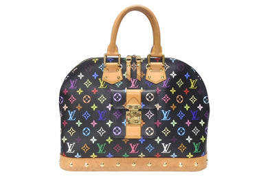 極美品 LOUIS VUITTON ルイヴィトン 村上隆 アルマGM ハンドバッグ M40442 モノグラム マルチカラー ブラック 中古 4b003841