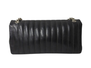 CHANEL シャネル マドモアゼル ダブルフラップ チェーンショルダーバッグ 10番台 ラムスキン ブラック シルバー金具 美品 中古 4b004827