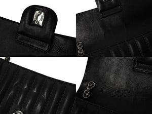 CHANEL シャネル マドモアゼル ダブルフラップ チェーンショルダーバッグ 10番台 ラムスキン ブラック シルバー金具 美品 中古 4b004827