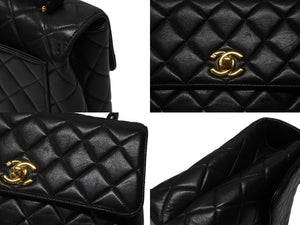 極美品 CHANEL シャネル ケリー型 マトラッセ ハンドバッグ スモール 4番台 ラムレザー ブラック ゴールド金具 中古 4b004829