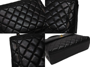極美品 CHANEL シャネル ケリー型 マトラッセ ハンドバッグ スモール 4番台 ラムレザー ブラック ゴールド金具 中古 4b004829