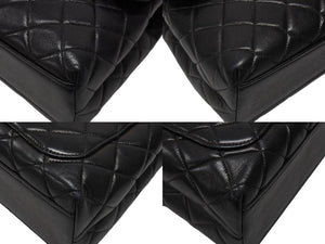 極美品 CHANEL シャネル ケリー型 マトラッセ ハンドバッグ スモール 4番台 ラムレザー ブラック ゴールド金具 中古 4b004829