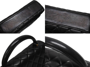 極美品 CHANEL シャネル ケリー型 マトラッセ ハンドバッグ スモール 4番台 ラムレザー ブラック ゴールド金具 中古 4b004829