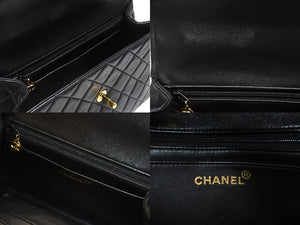 極美品 CHANEL シャネル ケリー型 マトラッセ ハンドバッグ スモール 4番台 ラムレザー ブラック ゴールド金具 中古 4b004829