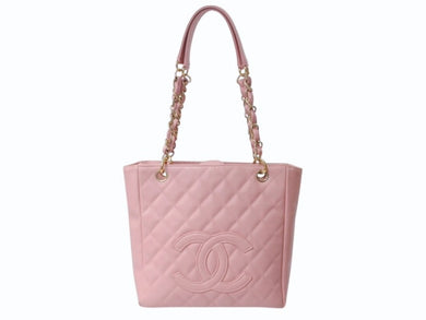 極美品 CHANEL シャネル PST マトラッセ チェーントート CCステッチ A50994 11番台 キャビアスキン ピンク ゴールド金具 中古 4b004830