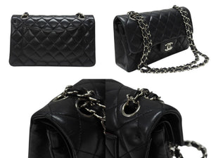 極美品 CHANEL シャネル マトラッセ23 Wフラップ Wチェーンショルダーバッグ 16番台 ココマーク ラムスキン ブラック シルバー金具 中古 4b004831