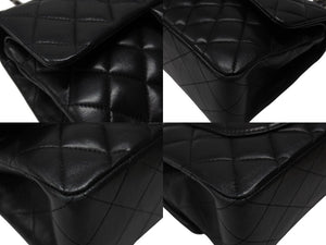 極美品 CHANEL シャネル マトラッセ23 Wフラップ Wチェーンショルダーバッグ 16番台 ココマーク ラムスキン ブラック シルバー金具 中古 4b004831